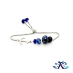 Bracelet Perles Verre Fil Murano Tons Bleus