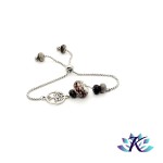 Bracelet Perles Verre Fil Murano Tons Marron Gris Violet