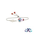Bracelet Perles Verre Fil Murano Tons Violet - Corail - Turquoise