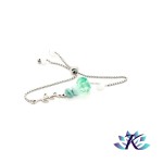 Bracelet Perles Verre Fil Murano Tons Verts Blanc