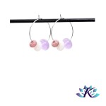 Boucles d' Oreilles Croles Perles Verre Fil - Violet - Rose