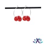 Boucles d' Oreilles Croles Perles Verre Fil - Rouge