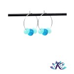 Boucles d' Oreilles Croles Perles Verre Fil - Vert - Bleu