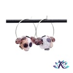 Boucles d' Oreilles Croles Perles Verre Fil  Un Point C'est Tout  Violet Beige