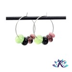 Boucles d' Oreilles Croles Perles Verre Fil - Bleu Nuit Vert Violet Rose