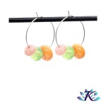 Boucles d' Oreilles Croles Perles Verre Fil - Orange Vert Rose