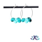 Boucles d' Oreilles Croles Perles Verre Fil - Turquoise