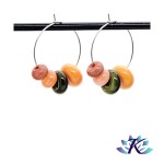 Boucles d' Oreilles Croles Perles Verre Fil Murano - Vert Orange