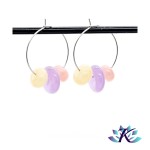 Boucles d' Oreilles Croles Perles Verre Fil - Violet - Jaune - Rose