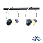 Boucles d' Oreilles Croles Perles Verre Fil - Gris Bleu - Absinthe - Violet