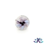 Bague Cabochon Verre Fil Murano Implosion Fleur - Violet Blanc