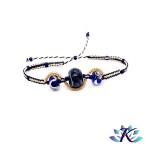 Bracelet Macram Perles Verre Fil Murano - Bleu Dor