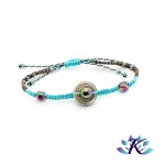 Bracelet Macramé Perles Verre Filé Murano -  Marron Turquoise
