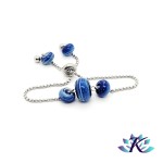 Bracelet Perles Verre Fil Murano - La Mer - Bleu