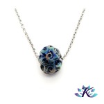 Collier Perle Solitaire Verre Fil Murano - cume  - Bleu Marine Iris