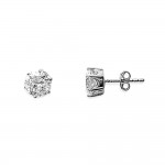 KBC Boucles d'Oreilles Argent 925 Rhodi Solitaire Zirconium 8mm Serti 6 Griffes