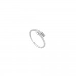 KBC - Bague Argent 925 Rhodi Zirconiums 0.8mm Anneau 1mm Ouvert - Flche