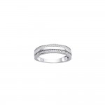 KBC - Bague Femme Alliance Argent 925 Rhodi Anneau 5mm Zirconiums 1mm