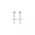 KBC Boucles d'oreilles Clous Argent 925 croix -  Unisexe Adulte Enfant