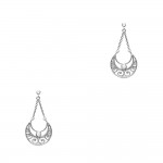 KBC - Boucles D'oreilles Clous Argent 925 Rhodi Croissants Arabesques 14mm