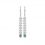 KBC - Boucles d'Oreilles Crochets Argent 925 Rhodi Feuilles - Aventurine 6x4mm