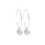 KBC Boucles d'Oreilles Argent 925 Rhodi Croles Ouvertes 28mm - Disque 8mm