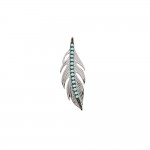 KBC - Pendentif Argent 925 Rhodi Style Amrindien - Turquoise - Plume 25x8mm