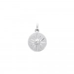 KBC - Pendentif Argent 925 Rhodi Zirconium Mdaille Ronde 14mm Motif Etoile