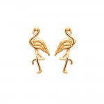 KBC - Boucles d'Oreilles Clous Plaqu Or Flamant Rose 13x6mm