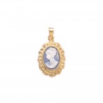 KBC - Pendentif Plaqu Or 20x15mm - Came Bleu