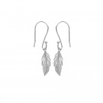 KBC Boucles d'Oreilles Crochets Argent 925 Rhodi Style Amrindien Plumes 19x7mm