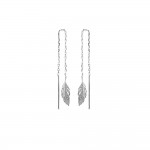 KBC Boucles d'Oreilles Clous et Chane Argent 925 Rhodi Plumes 18x5mm