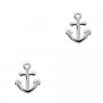 KBC - Boucles d'Oreilles Clous Argent 925 Rhodi Ancre Marine Bateau 10mm