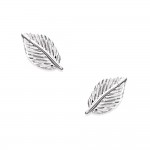 KBC Boucles D'oreilles Clous Argent 925 Rhodi  Feuille 8x5mm