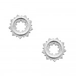 KBC - Boucles d'Oreilles Clous Argent 925 Rhodi Disques Style Aztec Inca 14mm