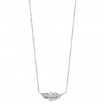 KBC - Collier Argent 925 Rhodi Zirconiums Style Amrindien - Plume 28x10mm