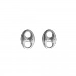 KBC - Boucles d'Oreilles Clous Argent 925 Rhodi Grain de Caf 8x6mm