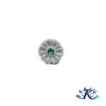 Bague Ajustable Fleur Blanche en Verre 25mm Cabochon Dichroique