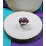 Bague Acier Ajustable Perles Pierres Gemmes : Sardonyx Rouge