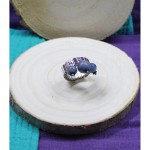 Bague Acier Ajustable Perles Pierres Gemmes : Aventurine Bleue