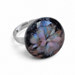 Bague Cabochon Verre Fil� Murano Implosion Fleur - Aventurine