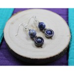 zBoucles d'oreilles Argent 925 Perles Pierres Gemmes : Hmatite  - Sodalite