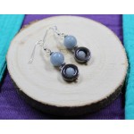 Boucles d'oreilles Argent 925 Perles Pierres Gemmes : Hmatite - Angelite