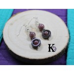 ZBoucles d'oreilles Argent 925 Perles Pierres Gemmes : Lpidolite