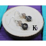 Boucles d'oreilles Argent 925 Perles Pierres Gemmes : Calcdoine Grise