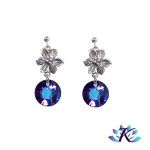 Boucles d'Oreilles Fleurs Argent 925 Disque Cristal Autrichien : Heliotrope