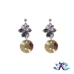 Boucles d'Oreilles Fleurs Argent 925 Disque Cristal Autrichien : Golden Shadow