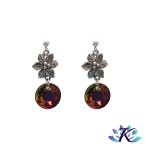 Boucles d'Oreilles Fleurs Argent 925 Disque Cristal Autrichien : Volcano