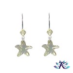 Boucles d'Oreilles Argent 925 Etoile Cristal Autrichien Starfish  Luminous Green