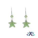 Boucles d'Oreilles Argent 925 Etoile Cristal Autrichien Starfish 16mm - Peridot